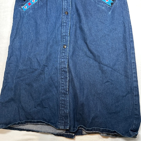 David James denim duster western 80s 90s vintage long jacket Jean dark wash - Picture 11 of 11